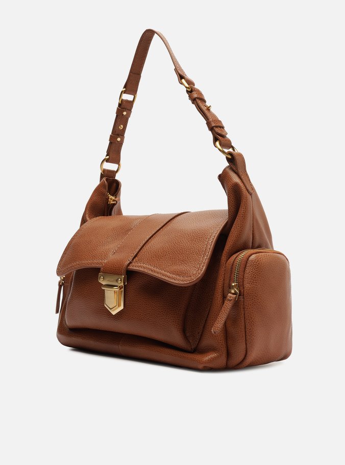 Bolsa Hobo Marrom Couro Grande Bolsos