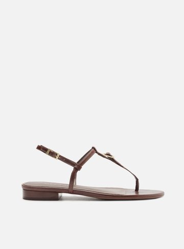 Sandália Marrom Dark Couro Slim Fivela