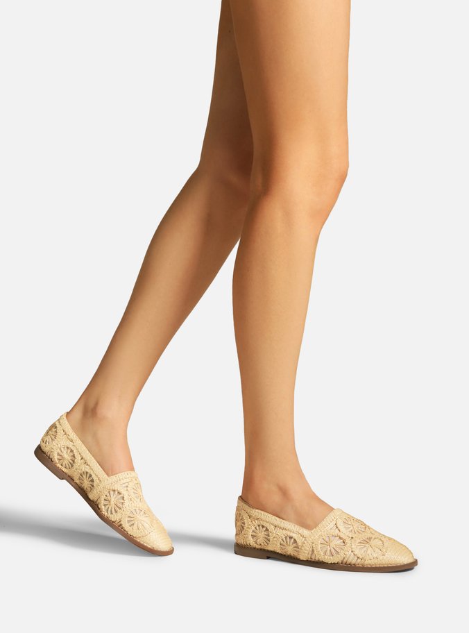 Espadrille Natural Bordada Rasteira TIG