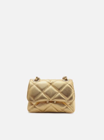 Bolsa Tiracolo Dourada Couro Mizz Pequena