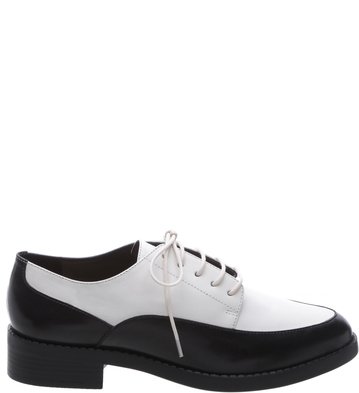 Oxford Couro Tap Bicolor Preto e Branco