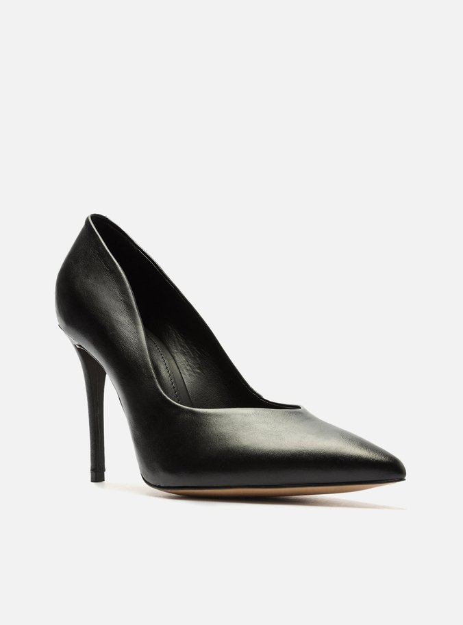 Scarpin Preto Couro Salto Alto Fino Clássico