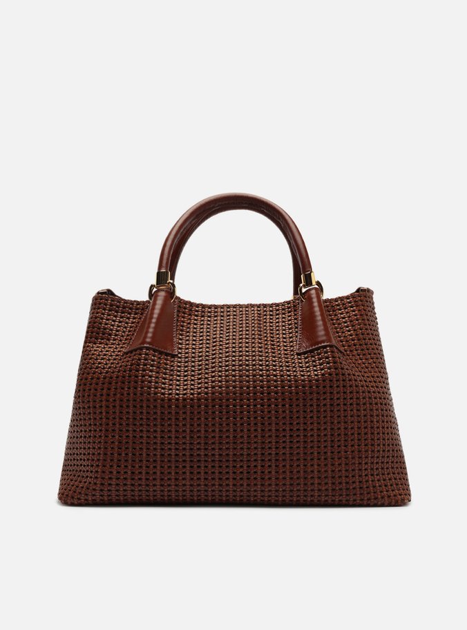 Bolsa Tote Marrom Couro Média Tressê