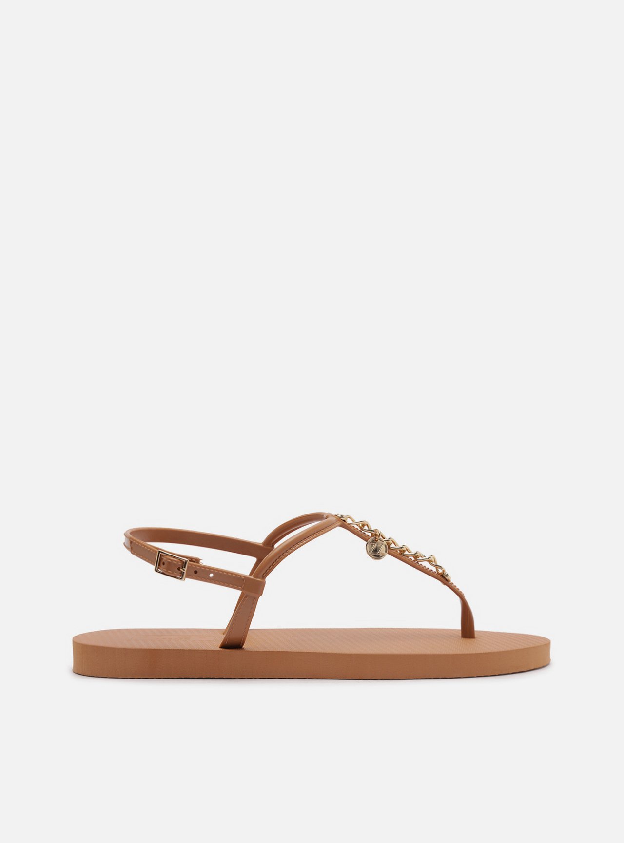 Chinelo de Dedo Nude Corrente Dourada Brizza — foto 1