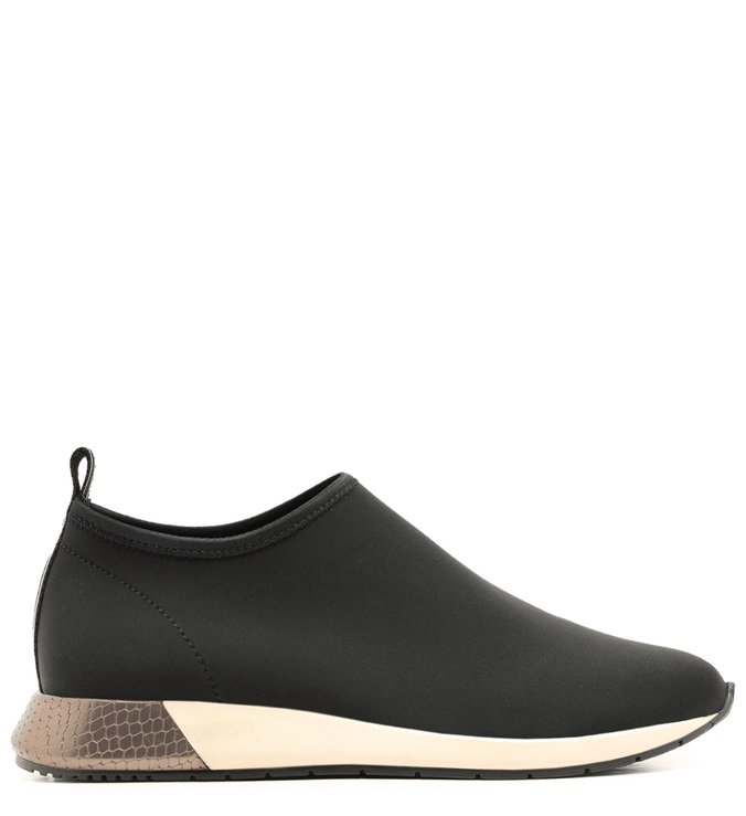 Tênis Slip On Estilo Esportivo Preto Fibra  Elástica