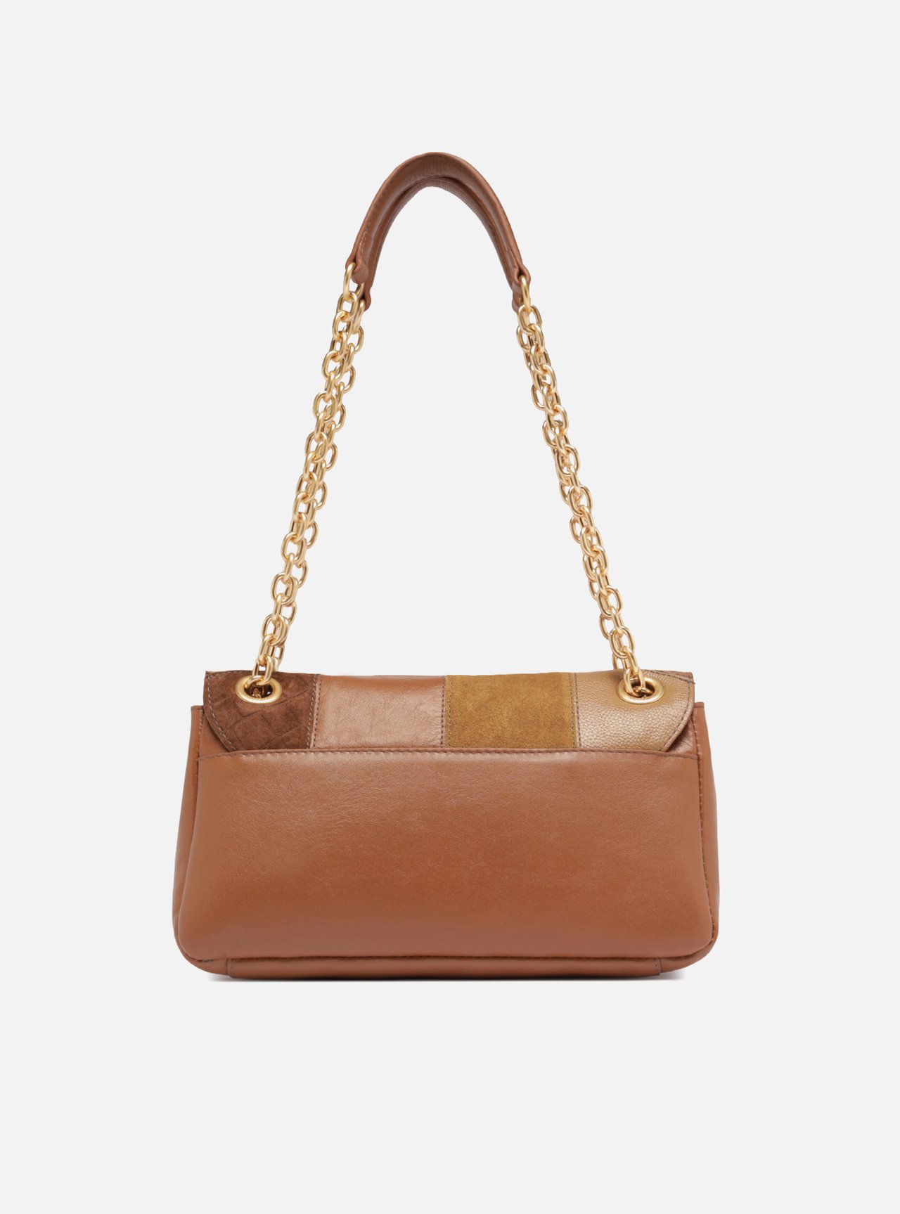 Bolsa Tiracolo Marrom Couro Média Correntes — foto 3