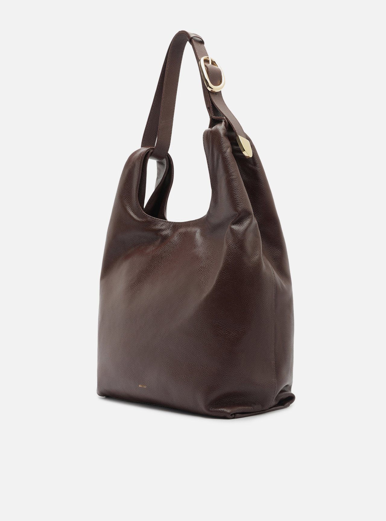 Bolsa Hobo Marrom Couro Média — foto 2