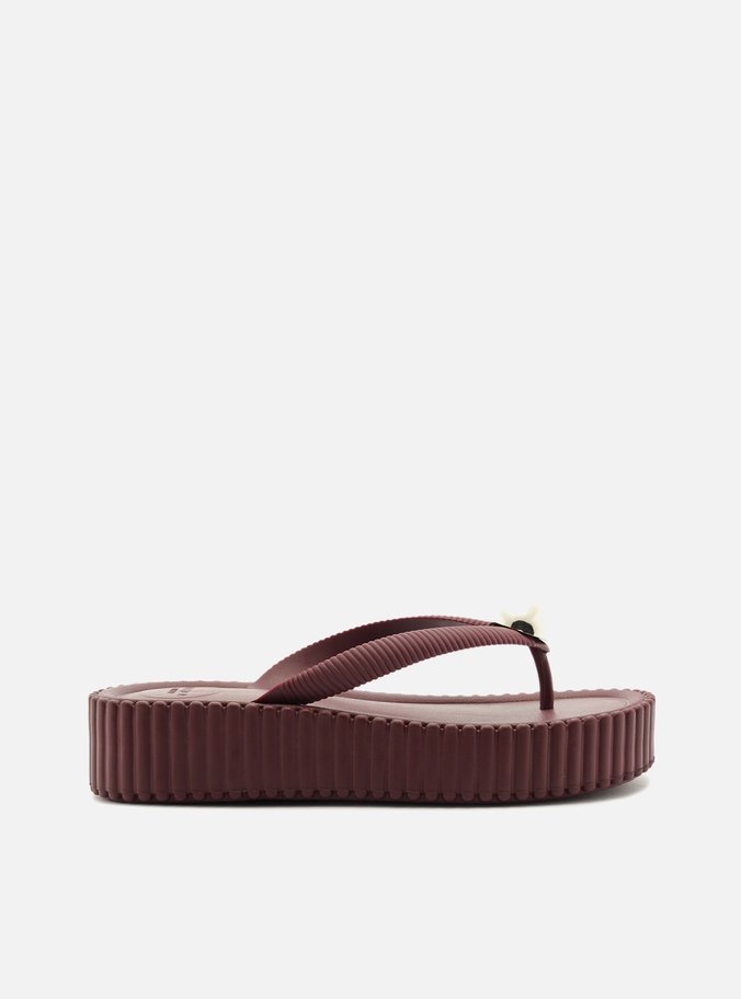 Sandália Flatform Bordô Metal Brizza