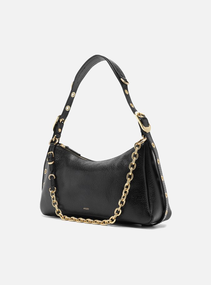 Bolsa Tiracolo Preta Couro Média Bag Charm