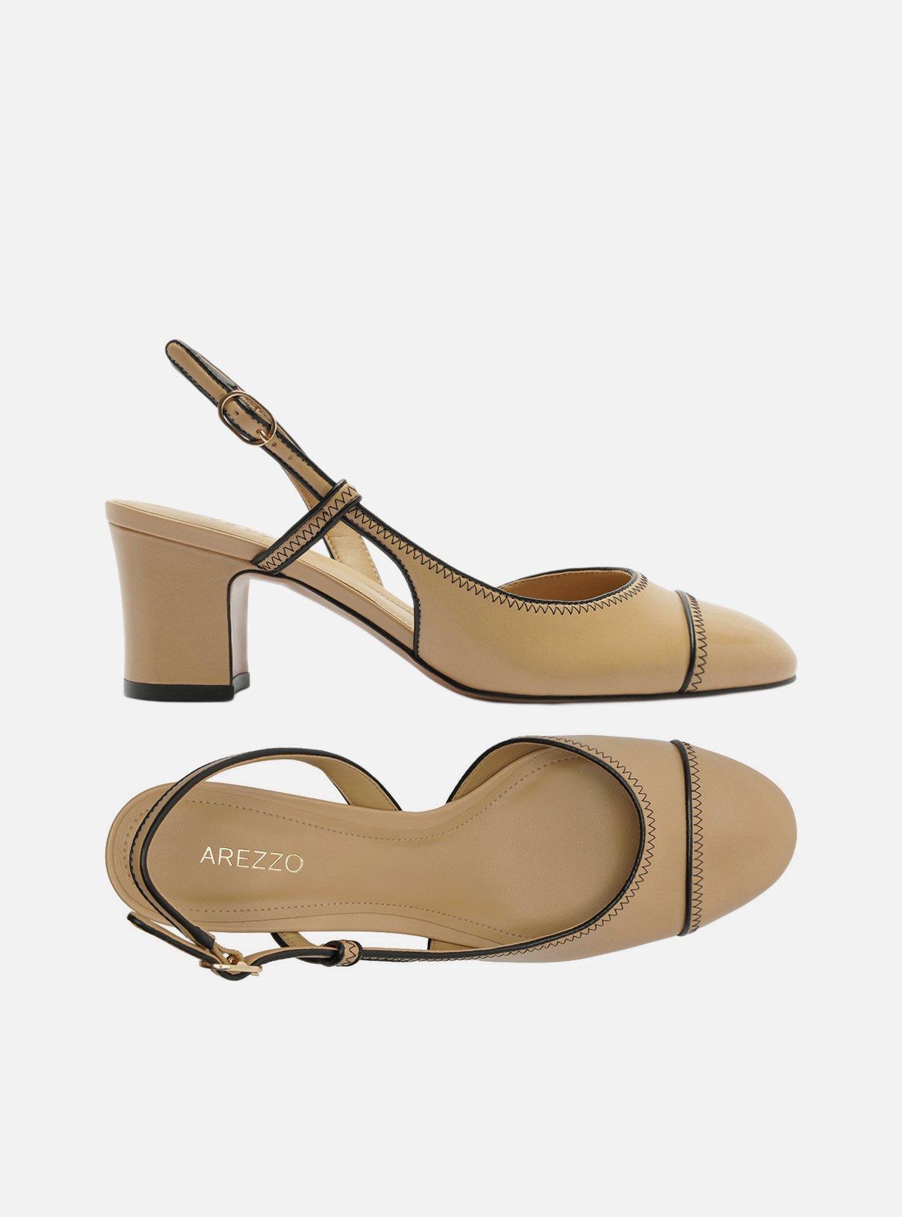 Scarpin Nude Salto Bloco Fivela Slingback — foto 5