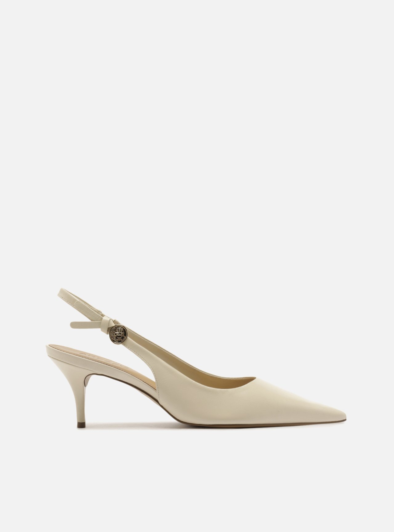 Scarpin Off-White Couro Slingback Metal Heritage — foto 1