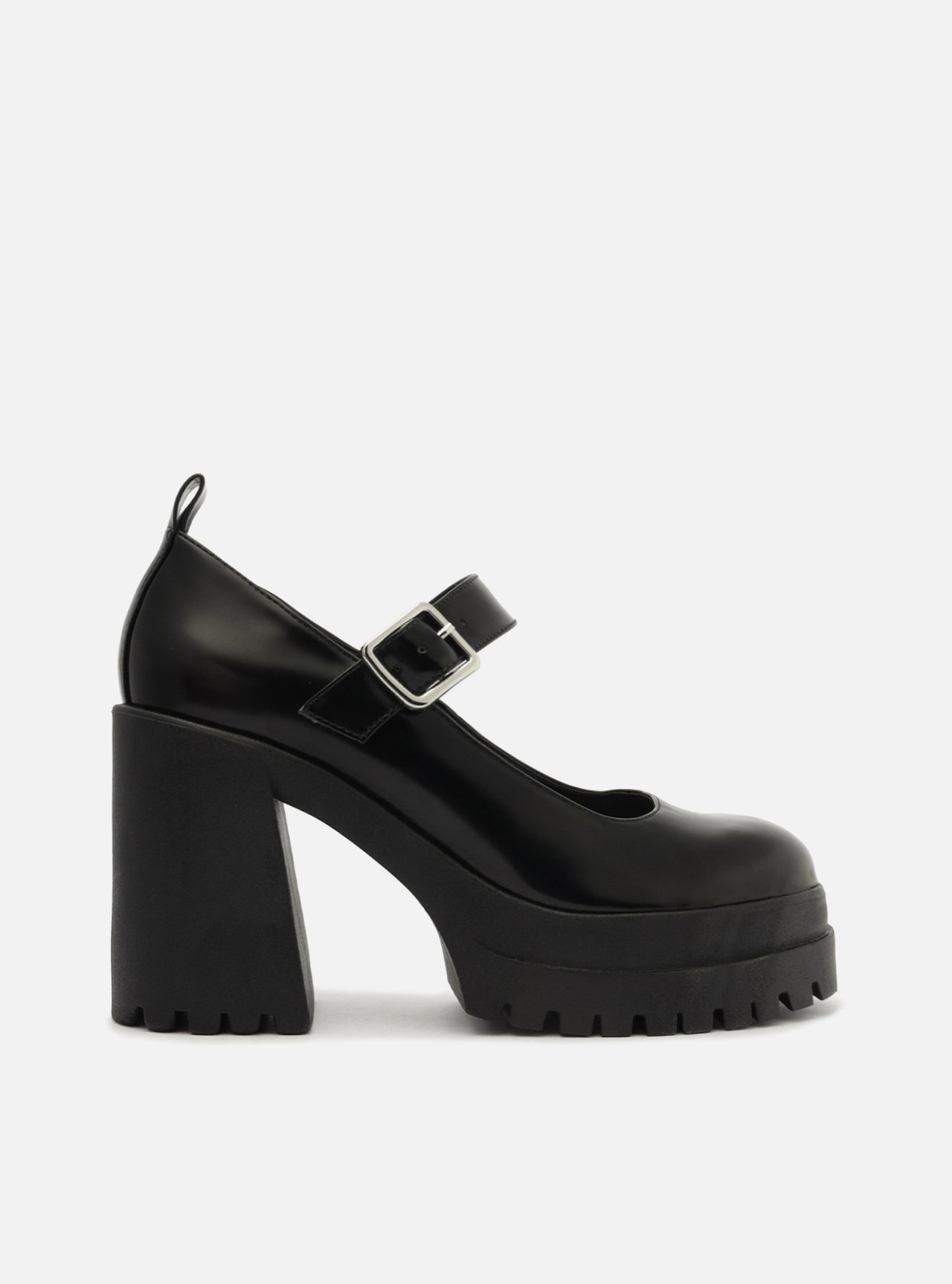 Sapato Preto Salto Alto Tratorada Ashley