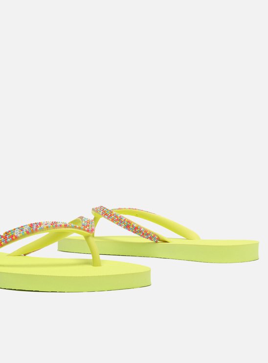 Chinelo de Dedo Amarelo Tiras Coloridas Brizza