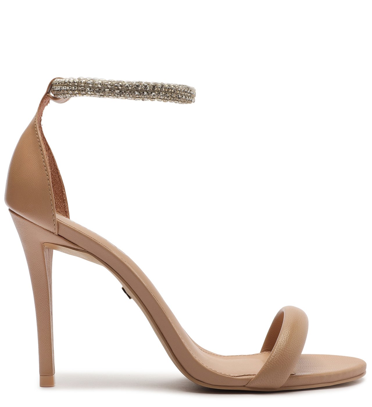 Sandalia bege discount salto fino