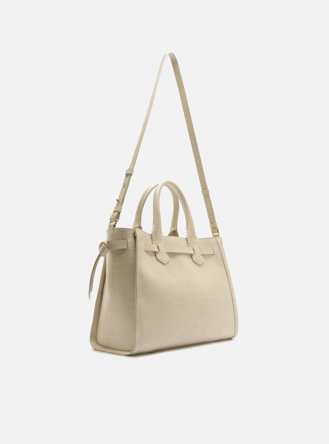 Bolsa Tote Off White Média Croco Tiras — foto 5