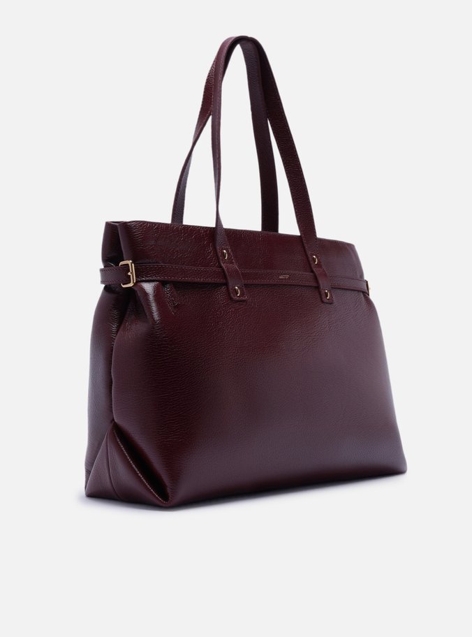 Bolsa Shopping Vermelha Couro Grande Fivelas