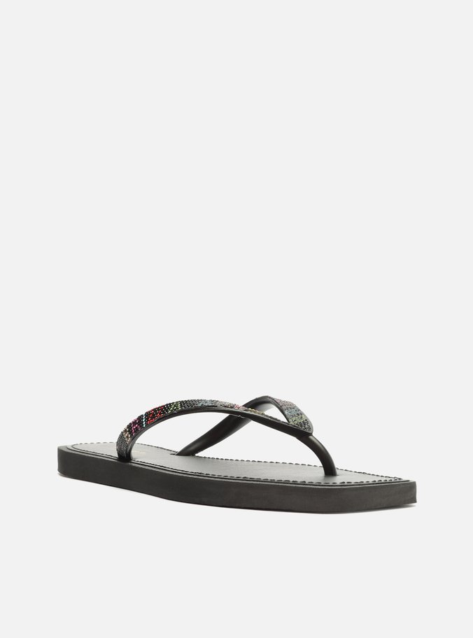 Chinelo de Dedo Preto Recouro Square Strass Brizza