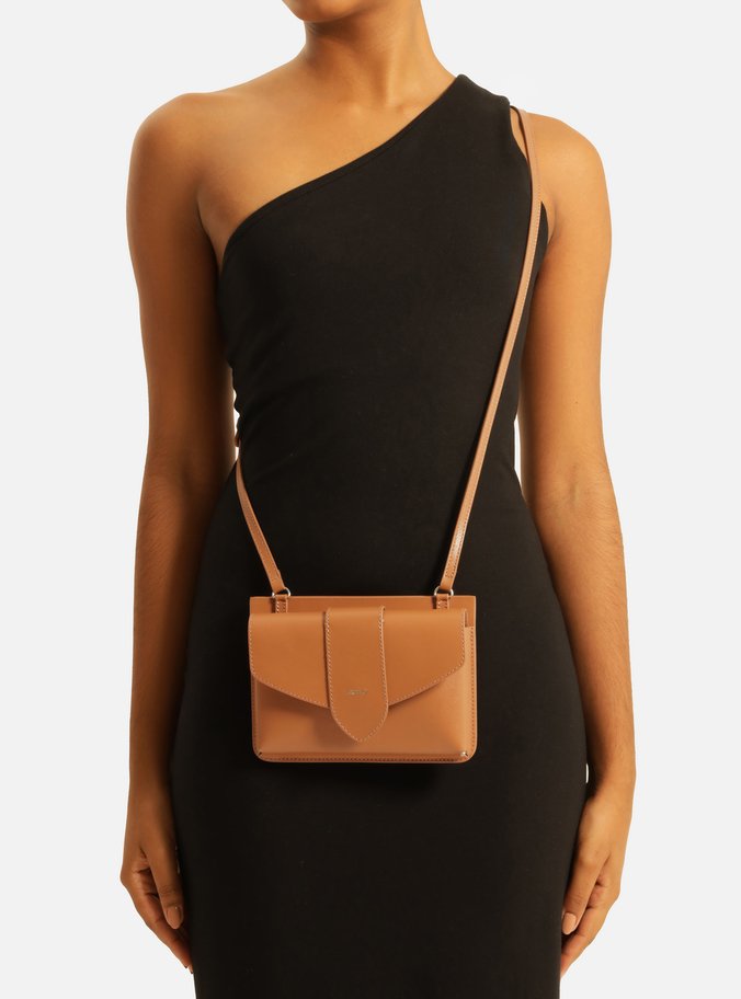 Mini Bag Marrom Couro Porta-Celular
