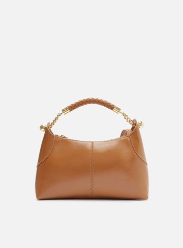 Bolsa Tiracolo Marrom Couro Média Alça Metais