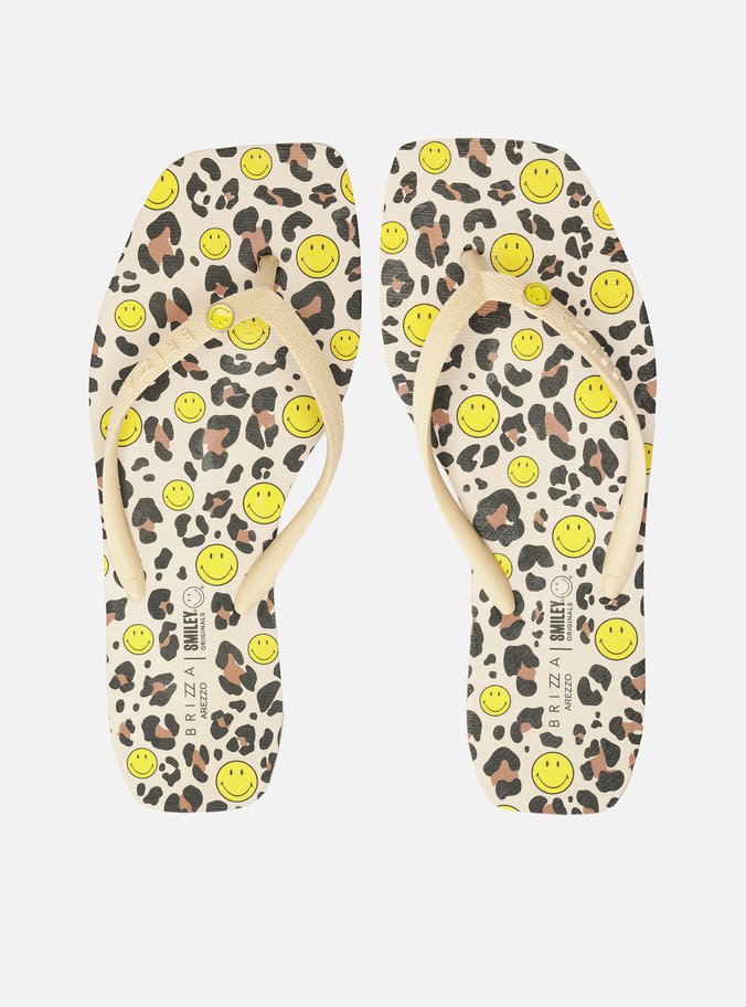 Chinelo de Dedo Off-White Square Print Smiley