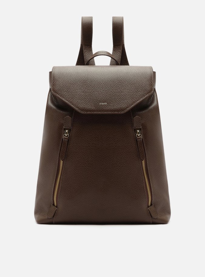 Mochila Marrom Intense Couro Grande Bolsos