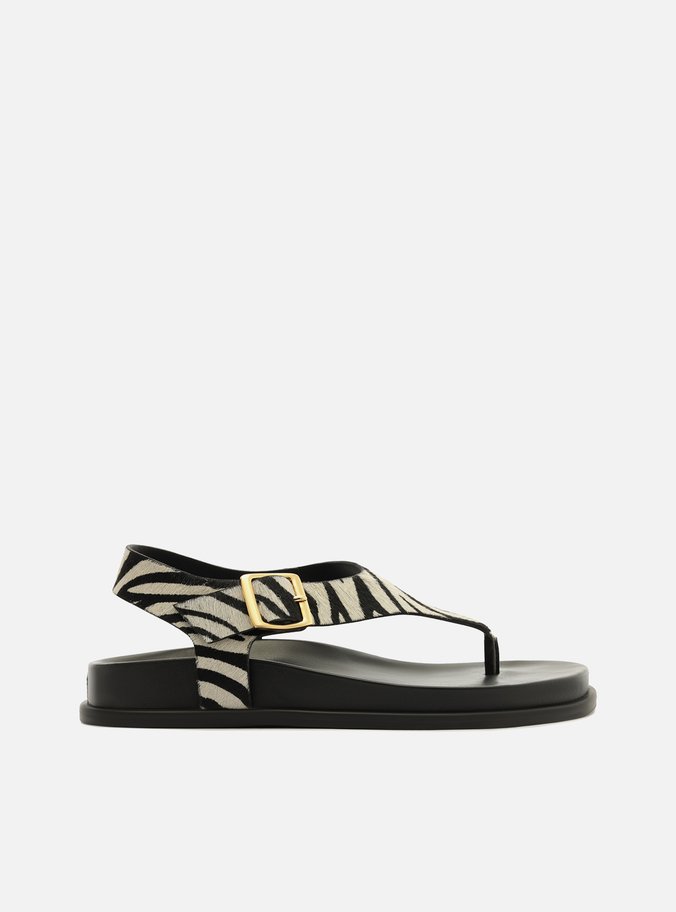 Sandália Rasteira Animal Print Bico Redondo