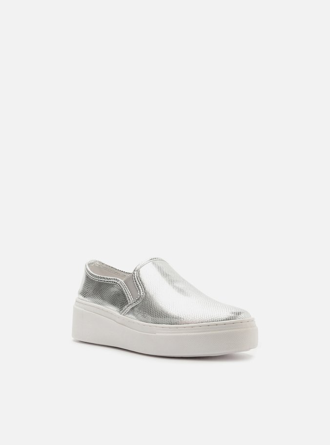 Tênis Slip On Prata Snake Sola Alta Básico