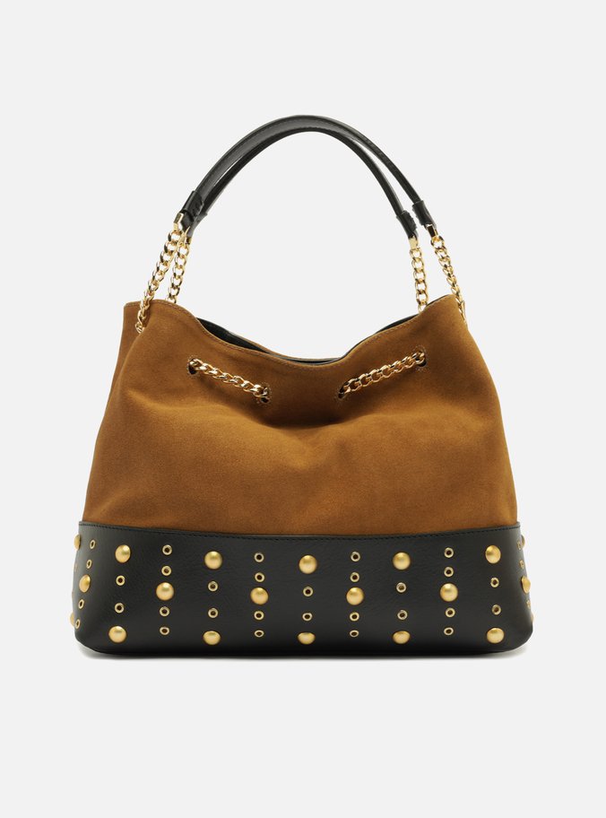 Bolsa Bucket Marrom Couro Acamurçado Grande