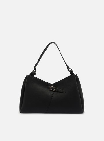 Bolsa Shopping Preta Média Detalhe Fivela