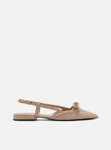 Sapatilha Nude Bico Fino Laço