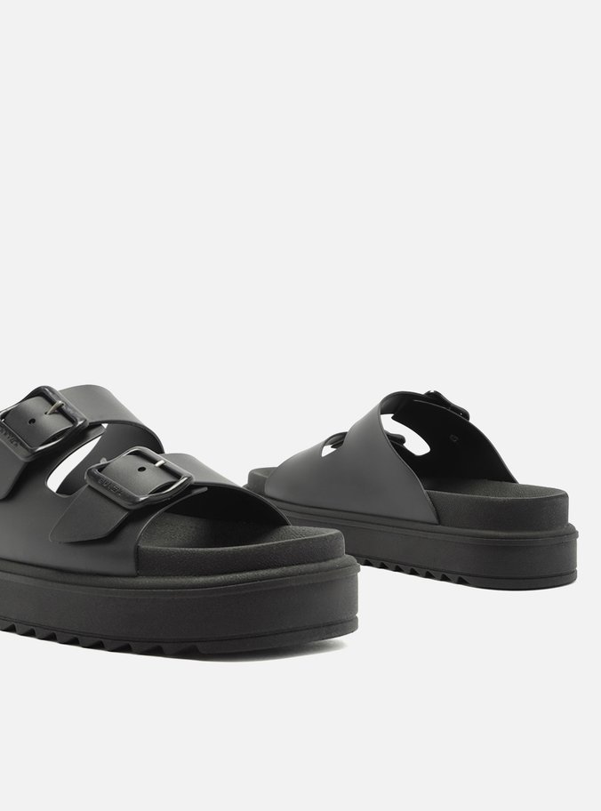 Slide Flatform Preta Fivelas Brizza