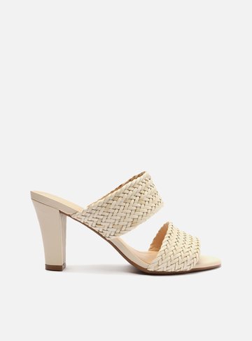 Tamanco Off-White Tressê Salto Médio Bloco