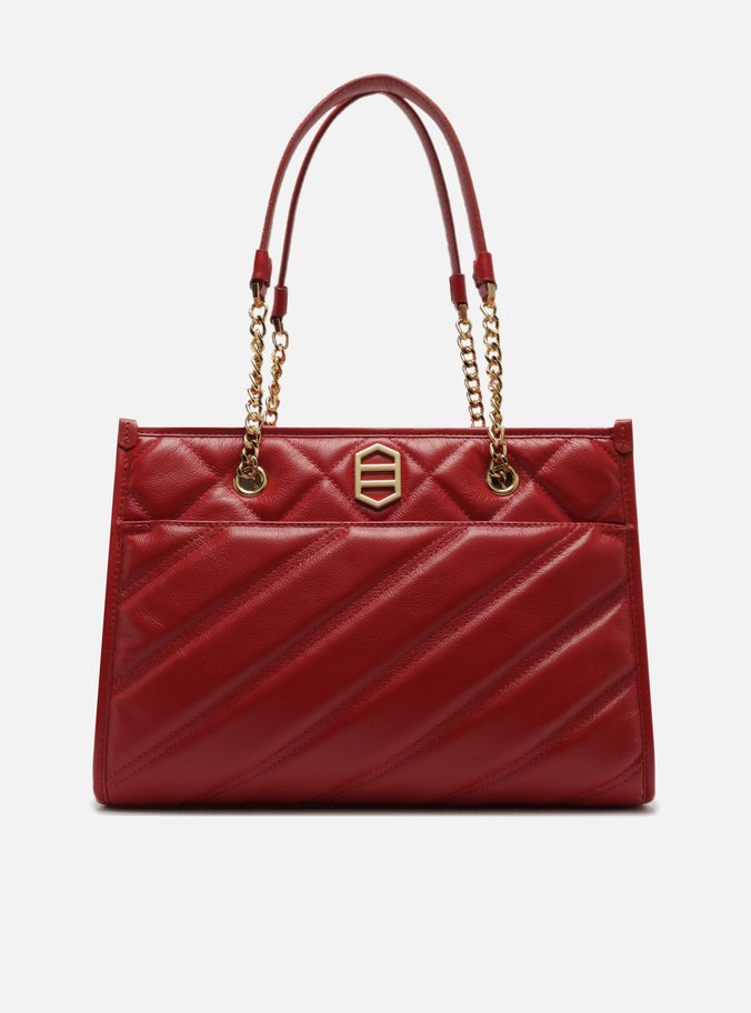 Bolsa Shopping Vermelha Couro Grande Matelassê
