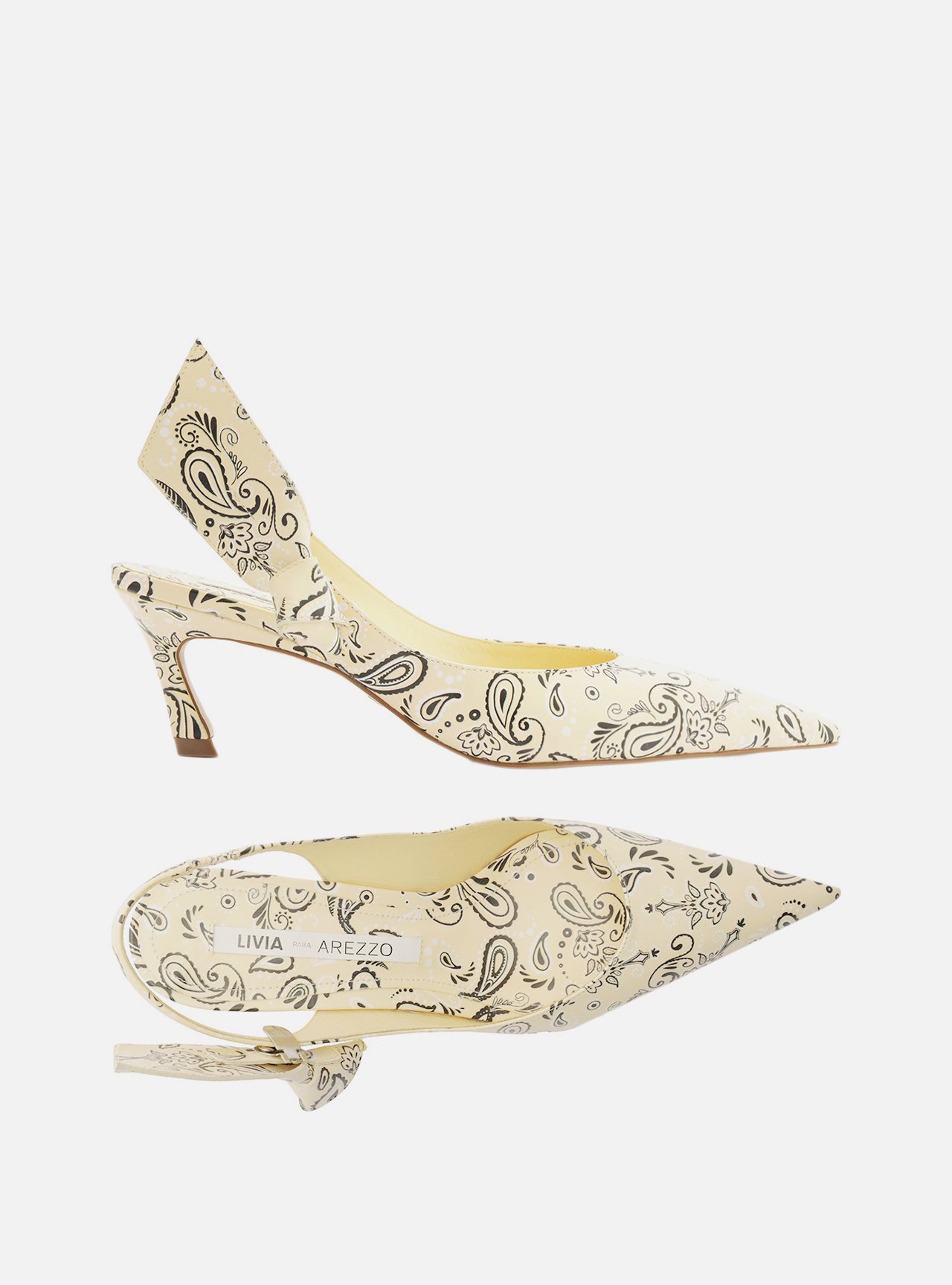 Scarpin Amarelo Paisley Salto Baixo Slingback Livia — foto 5