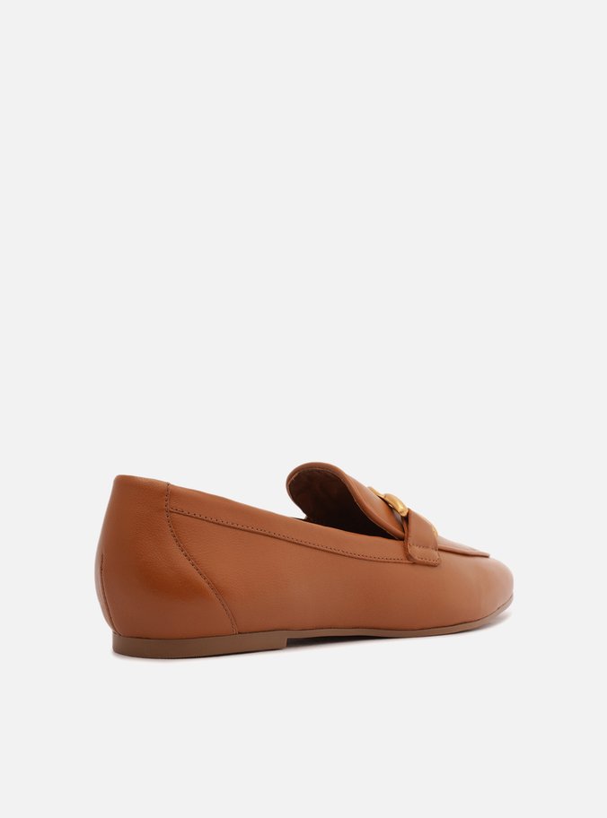 Mocassim Marrom Couro Metal Trança