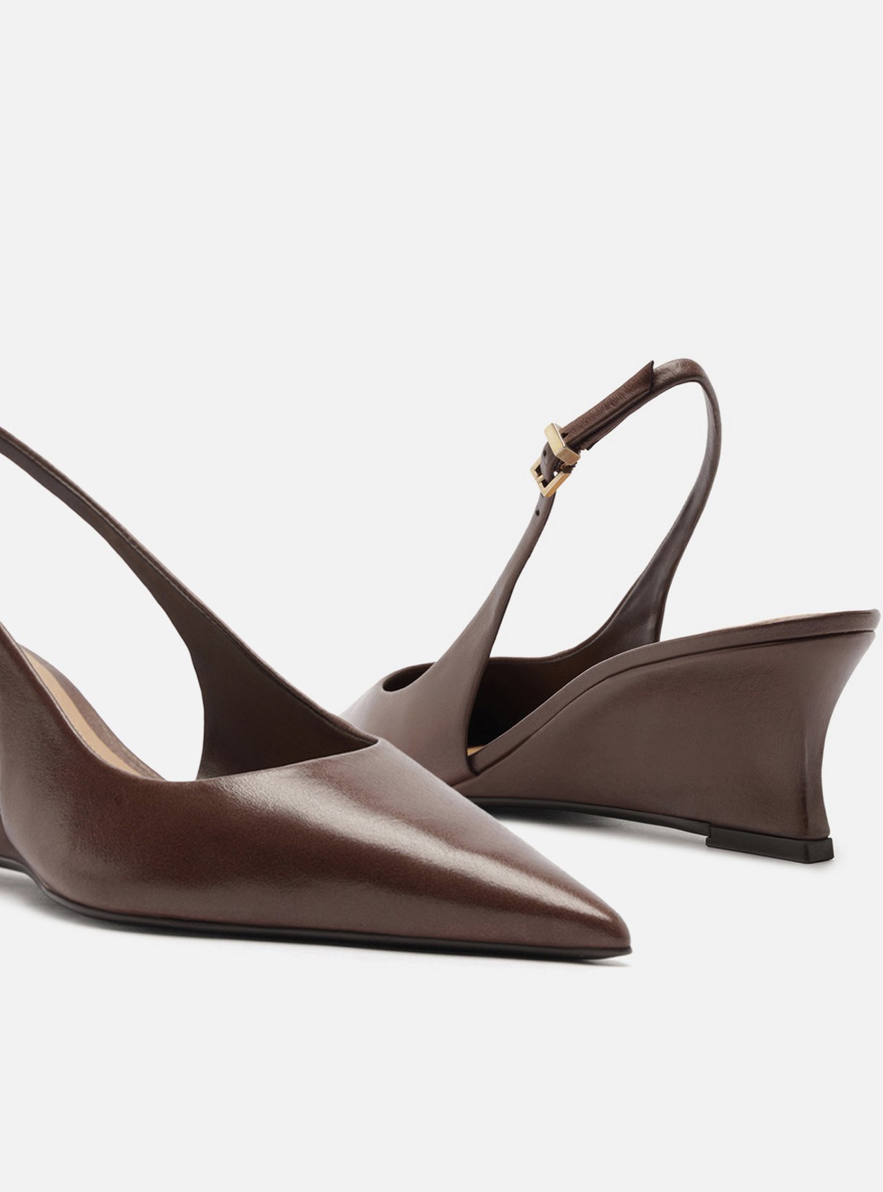 Scarpin Marrom Couro Anabela Slingback — foto 4