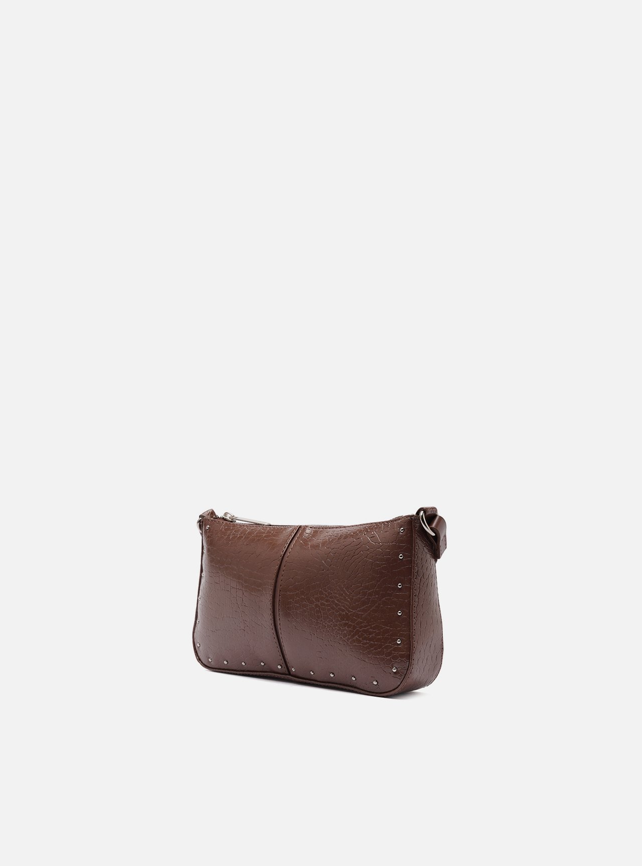 Bolsa Tiracolo Marrom Croco Pequena Rebites — foto 2