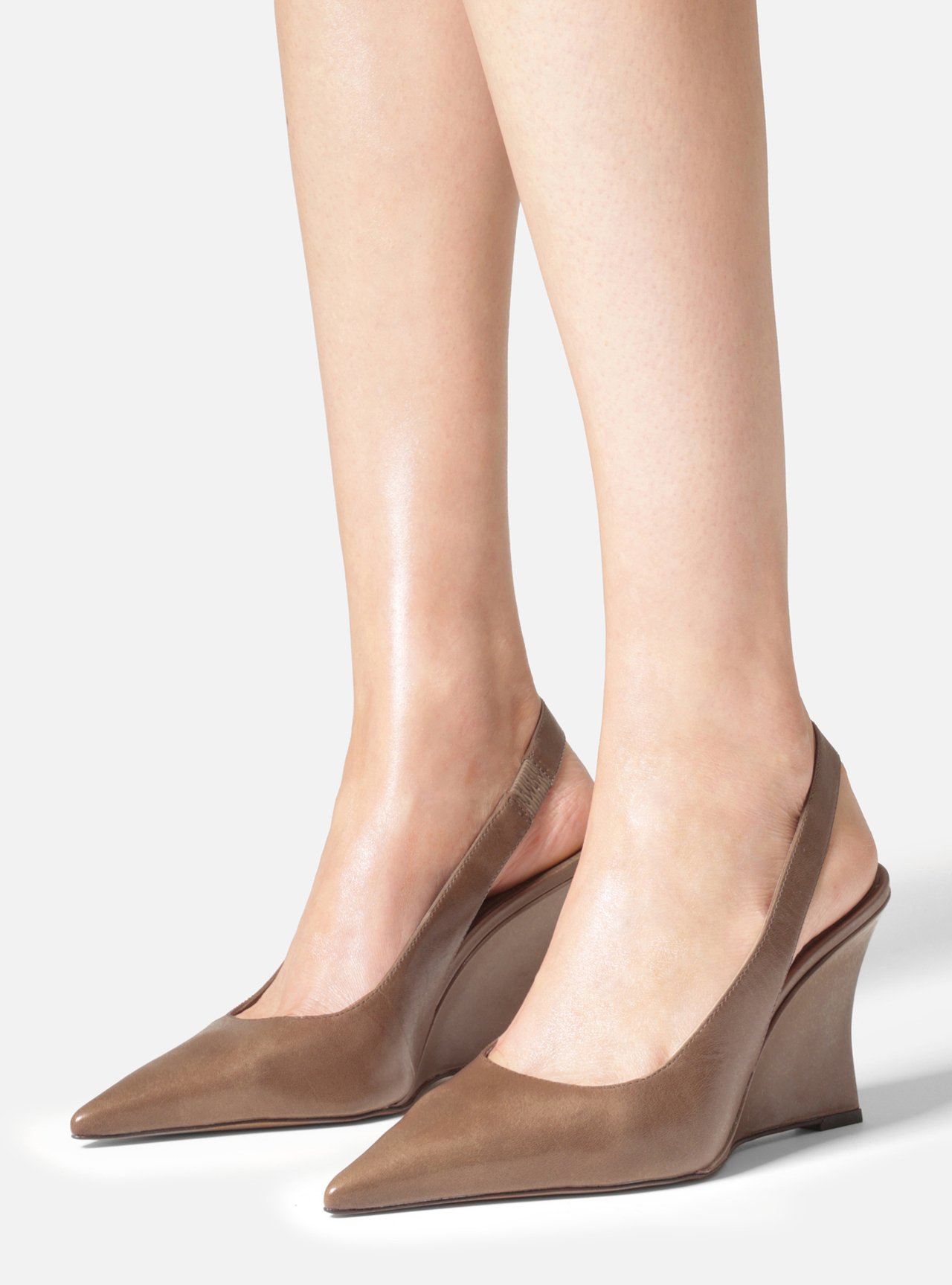 Scarpin Cinza Couro Anabela Slingback — foto 6