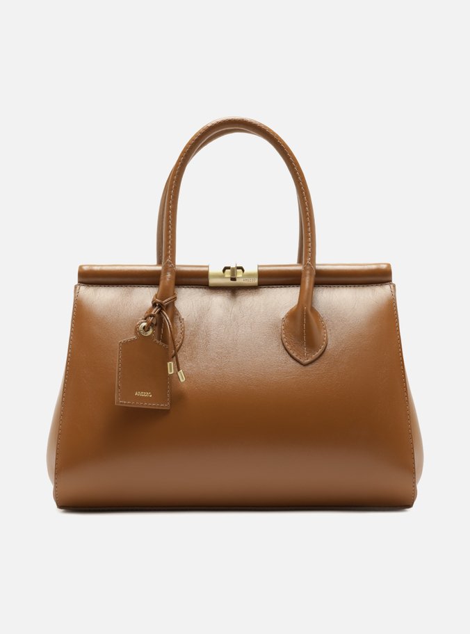 Bolsa Tote Marrom Couro Grande Encaixe Metal