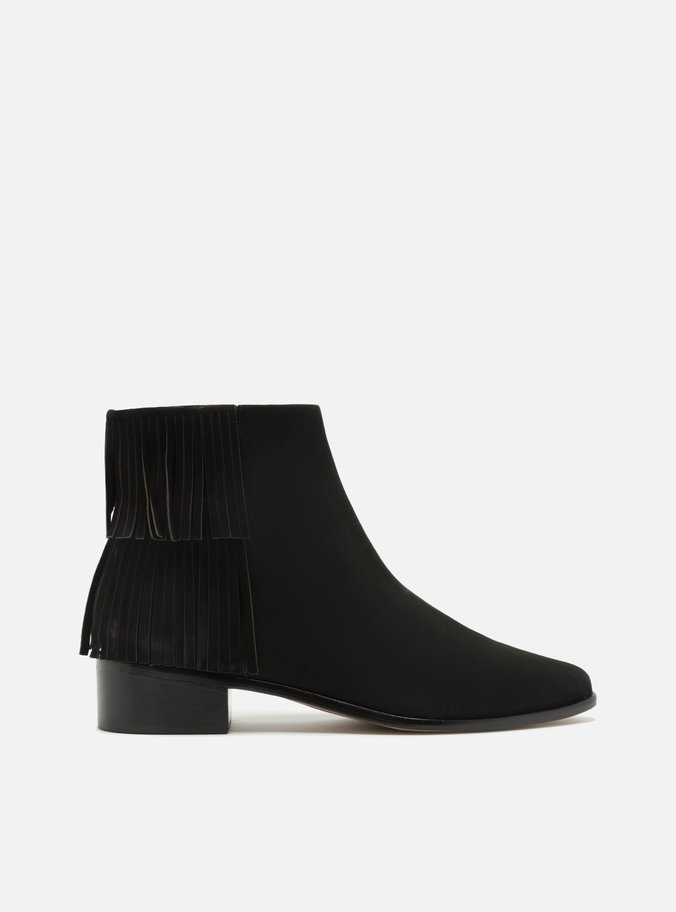Bota Preta Nobuck Cano Curto Franjas