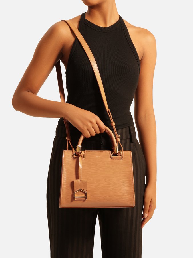 Bolsa Tote Marrom Clara Couro Abraccio Média