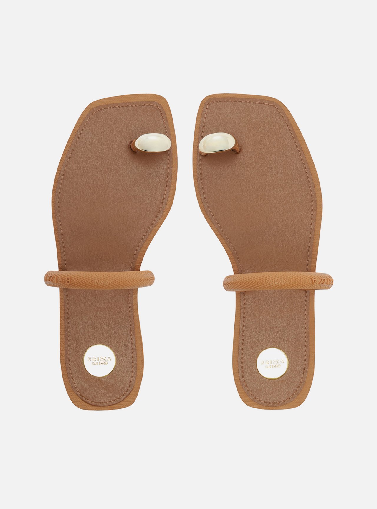 Chinelo de Dedo Caramelo Metais Dourados Brizza — foto 3