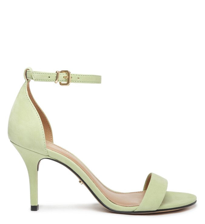 Sandália Verde Nobuck Salto Fino Isabelli Bambu Green