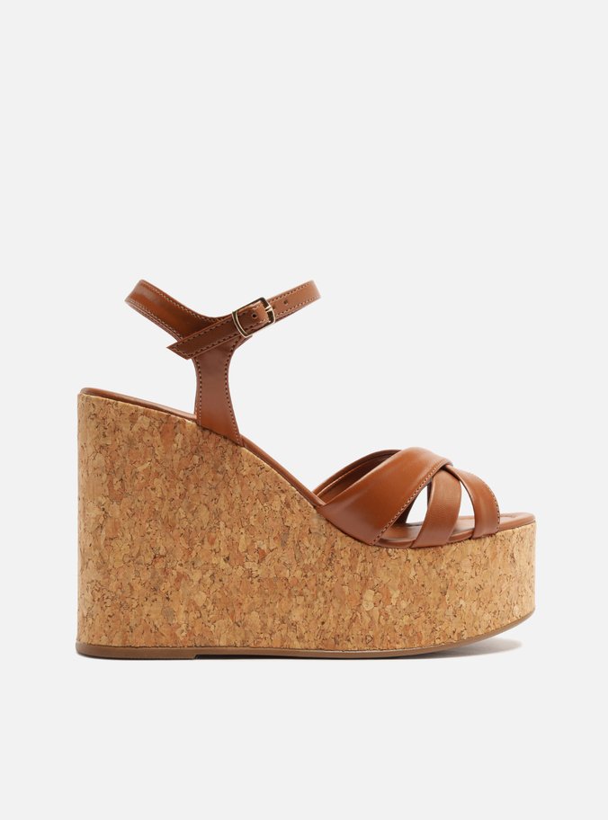 Sandália Marrom Salto Plataforma Fivela