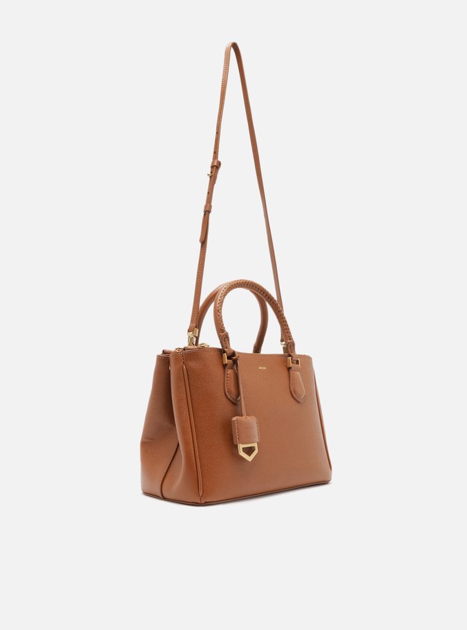 Tote Marrom Couro Grande Bag Charm Metal