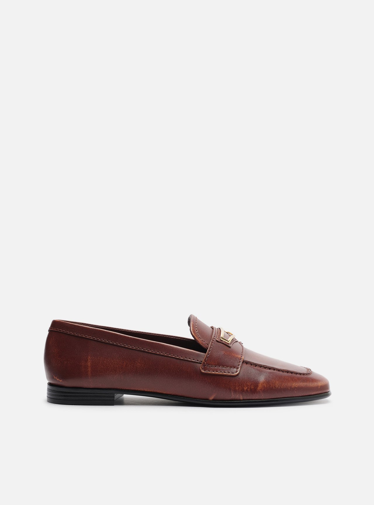 Mocassim Marrom Couro Tira Metal — foto 1
