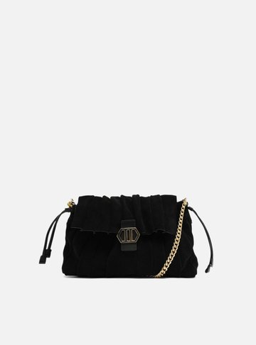 Bolsa Preta Grande Alça Dourada