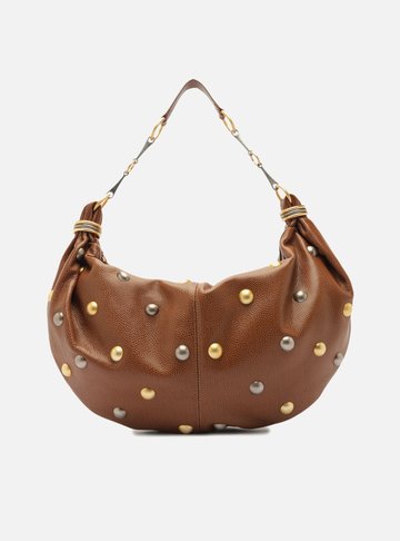 Bolsa Hobo Marrom Couro Grande Esferas