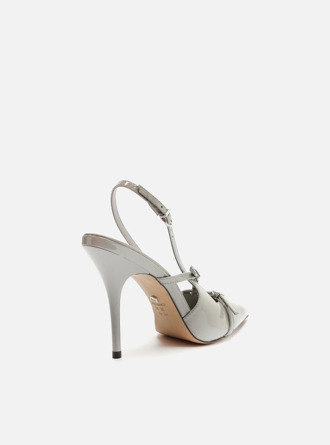 Scarpin Cinza Verniz Salto Alto Slingback Amélia