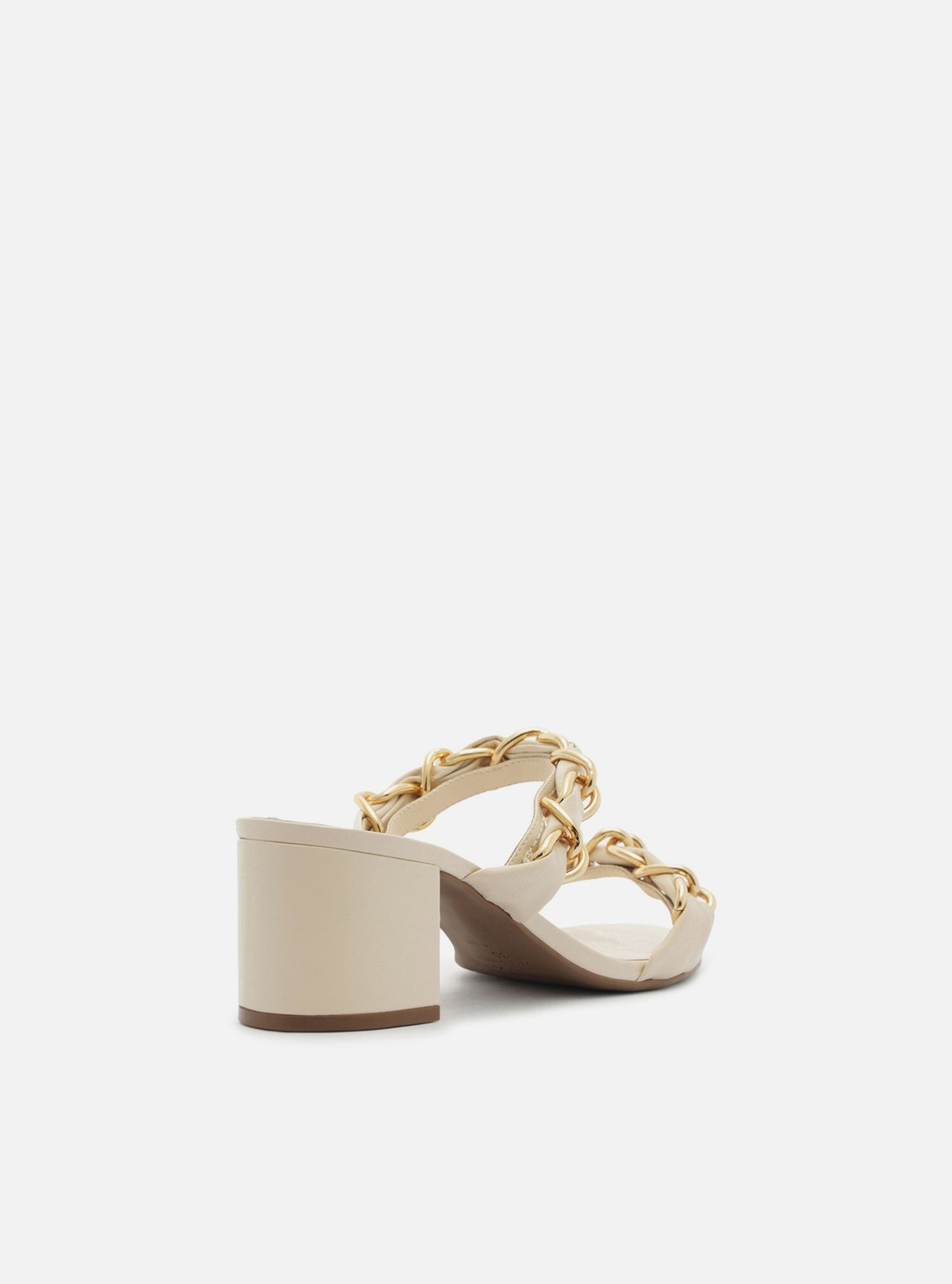 Sandália Off White Salto Bloco Tiras Elos — foto 3